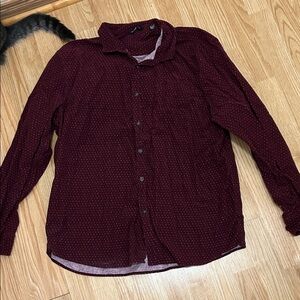 Saks Fifth Avenue Maroon Patterned Shirt